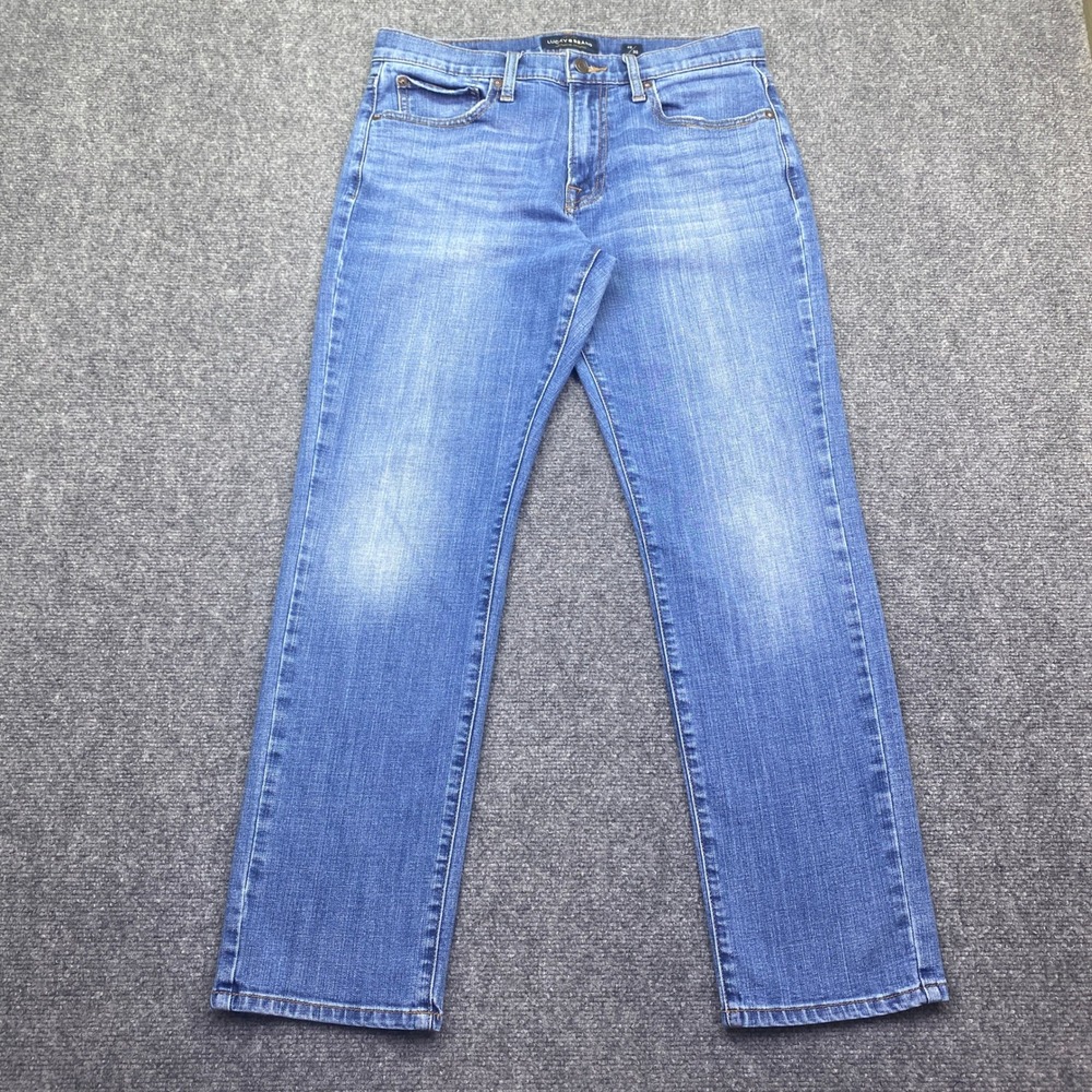 Lucky Brand 221 Straight Mens Jeans Sz 32 Blue Medium Wash Denim Grunge Retro